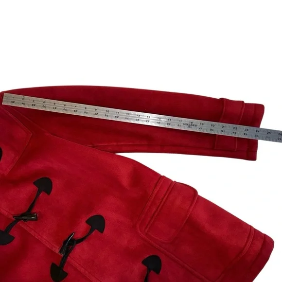 Ralph Lauren CHAPS Car Coat Women’s Faux Suede Red Hooded Cozy Jacket Size M - Picture 7 of 9